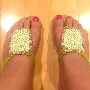 Floral beaded sandals- gently used